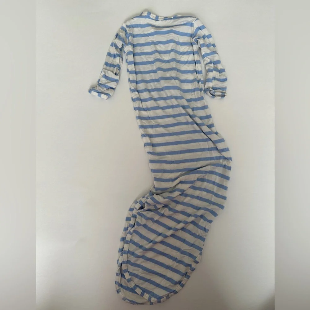 MILES Newborn Knotted Gown - Lou Lou‎ & Company Light Blue and White Stripes